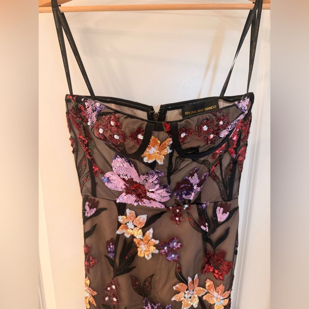 NWOT BRONX AND BANCO Dahlia Maxi Dress in Purple Multi, wedding guest gown - Picture 8 of 14